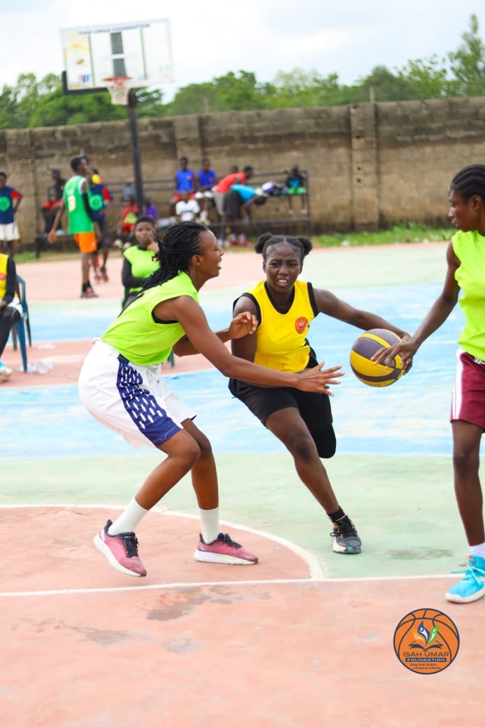 Girls battling for the ball in intense 3X3 Championship action